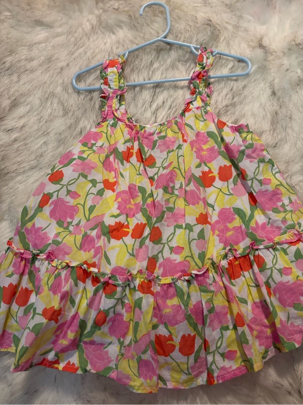 Janie and Jack Floral Ruffle Tank - Pink, Yellow & Orange